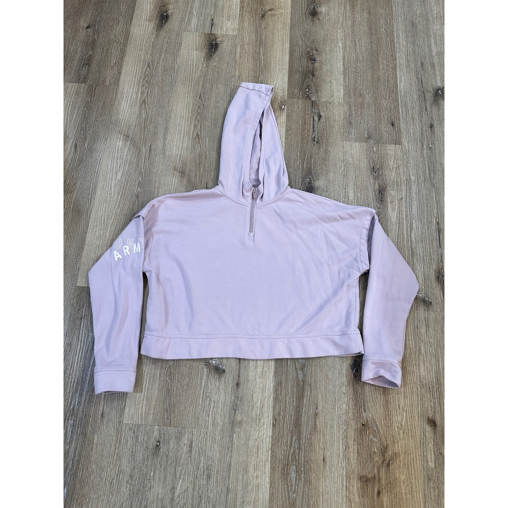 Under Armour Womens Lavender Purple Quarter Zip Cropped Hoodie‎ Sweatshirt Small